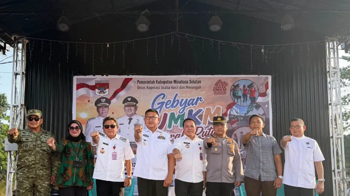 MANTAP: Gebyar UMKM Merah Putih Tahun 2026, yang resmi dibuka Wakil Bupati Minahasa Selatan Brigjen TNI (Purn.) Theodorus Kawatu, Rabu (2/9).