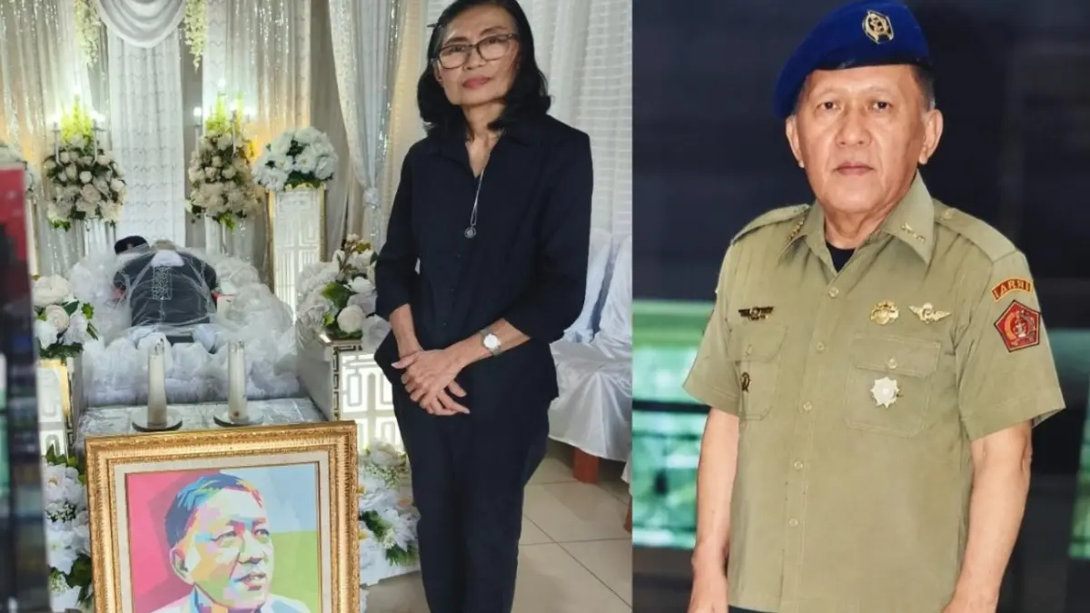 Jenasah almarhum Ferry Rende disemayamkan di rumah duka, ditemani istri tercinta Ibu Yeni Soputan. Insert foto semasa hidup