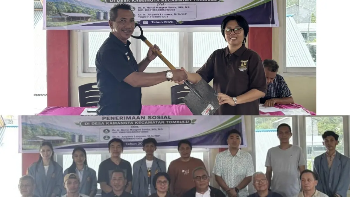 EDUKASI: Tim PKM Fapet Unsrat saat mengedukasi para peternak babi di Desa Kamangta, belum lama ini.
