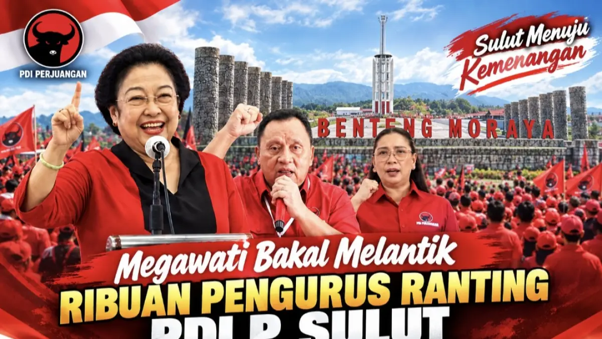 Pelantikan pengurus ranting PDI Perjuangab se-Sulut dijadwalkan akan dilantik Ketua Umum Megawati Soekarnoputri di Minahasa.