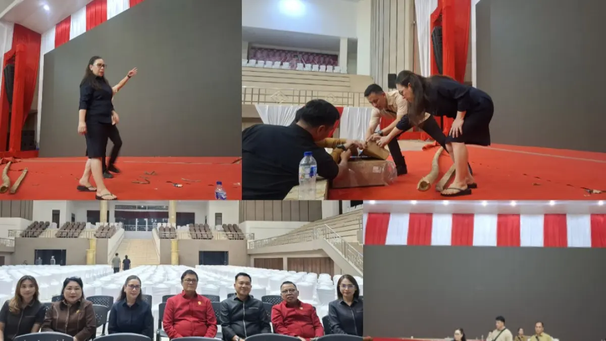 MATANGKAN: Ketua Panitia Vabda Sarundajang mengawal langsung persiapan Konsolidasi Akbar PDI Perjuangan Sulut di Wale Ne Tou Tondano, Rabu (23/9/2026) malam.