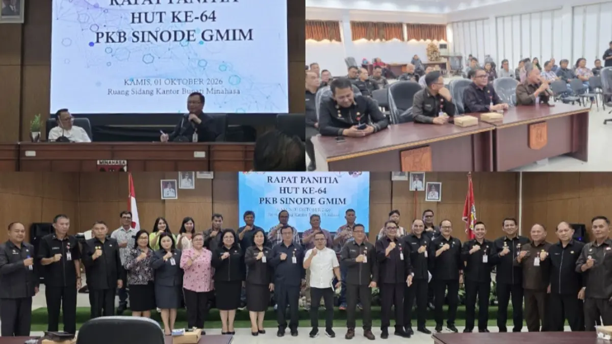 MATANGKAN: Panitia mematangkan puncak kegiatan HUT ke-64 P/KB Sinode GMIM, di Rusid Kantor Bupati, Kamis (1/10/2026).