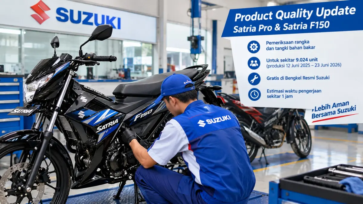 Pemeriksaan Suzuki Satria di Bengkel Resmi (Gambar Ilustrasi AI)