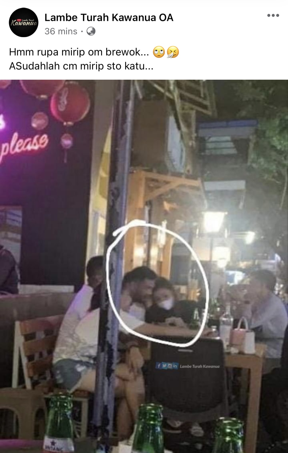 Sebuah foto yang diposting akun Lambe Turah Kawanua, yang mirip sosok James Arthur Kojongian.