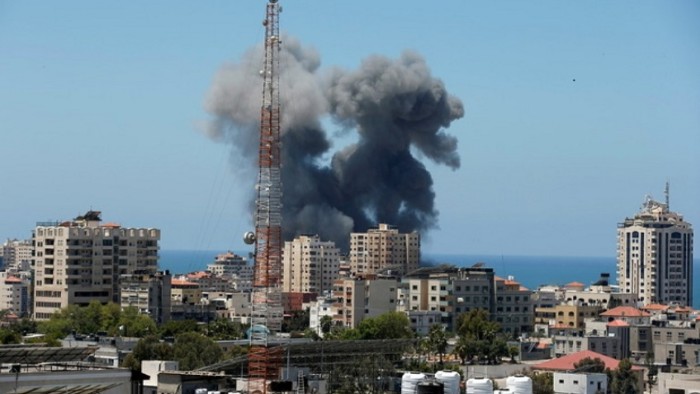 Serangan udara yang dilakukan Israel di Gaza Utara.