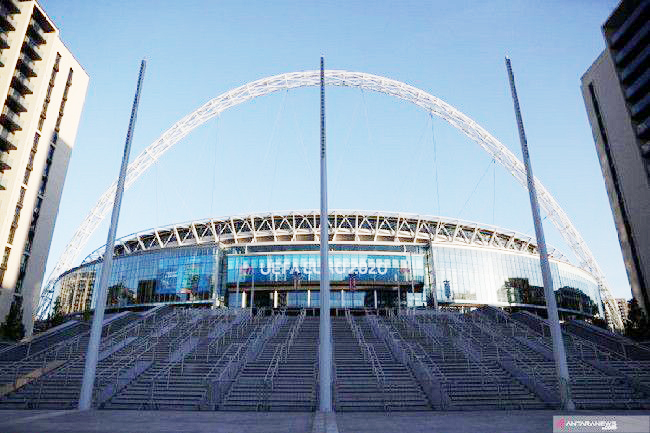 Stadion Wembley, London, jadi venue laga semifinal dan final Euro 2020. (ANTARA)