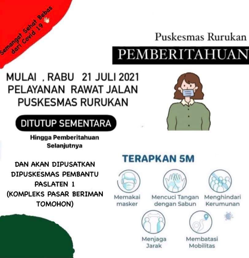 DITUTUP SEMENTARA: Postingan Puskesmas Rurukan, yang menyatakan adanya penundaan pelayanan publik sementara waktu. Dok FB