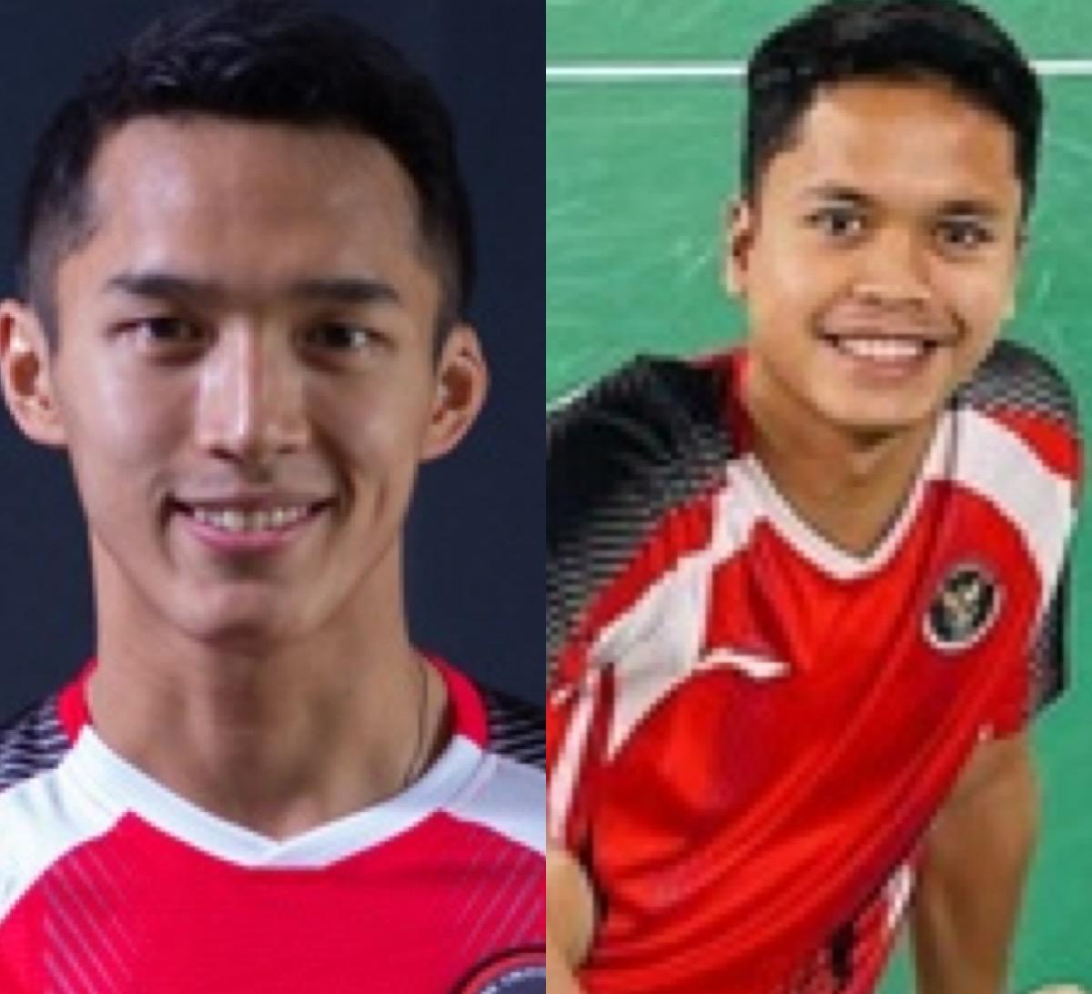 Dua tunggal putra Indonesia, Jonatan Christie dan Anthony Ginting.