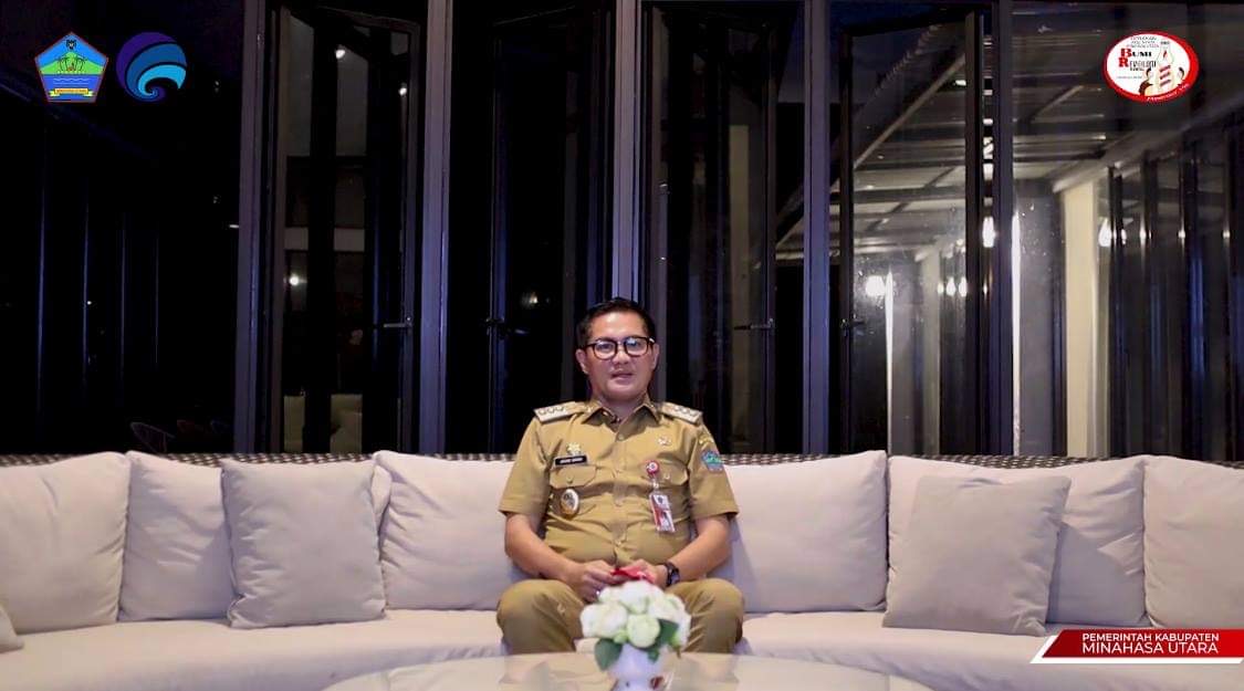 Bupati Joune Ganda menyampaikan kebijakan Pemkab Minut di masa PPKM Level IV melalui video yang disebar kepada para awak media.