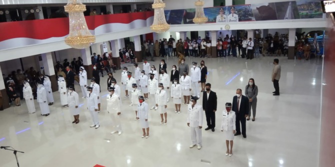 Pelantikan 33 lurah beserta jabatan pengawas di ruang SHS Kantor Wali Kota Bitung. (Franky Sumaraw)