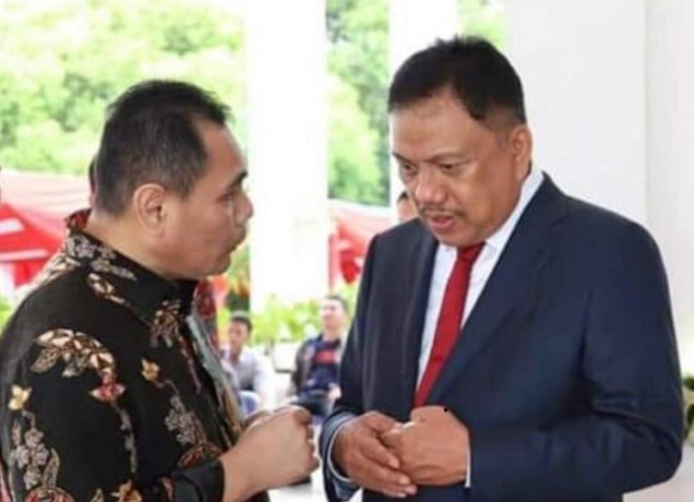 Gubernur Sulut Olly Dondokambey dan Staf Ahli Bidang Pemerintahan & Politik Christanto Talumepa.