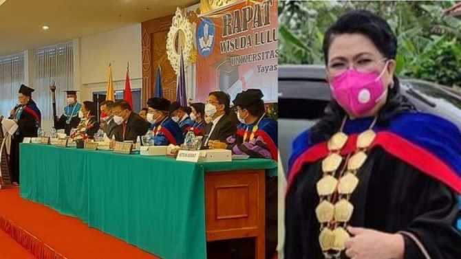 SAH: SK Validasi L2Dikti hingga PIN dibaca Dr Sandra Korua sebagai Wakil Rektor I Bidang Akademik yang juga Ketua Panitia Sidang Senat Terbuka Wisuda UKIT Yayasan GMIM AZR Wenas, di Auditorium Bukit Inspirasi, Kota Tomohon, Rabu (1/12/2021). 