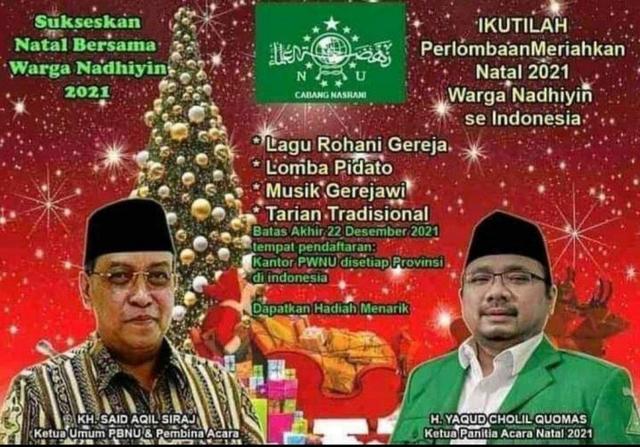Poster hoax NU Cabang Nasrani yang menyelenggarakan perlombaan Natal 2021 (Istimewa) 
