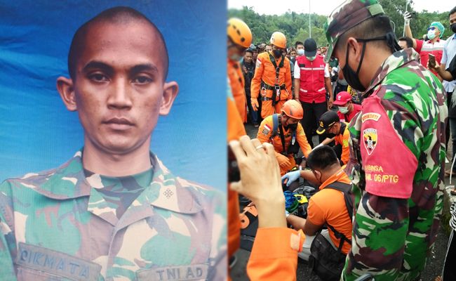 Korban semasa hidup (kiri), foto lain Tim SAR Gabungan saat mengevakuasi jenazah korban yang ditemukan tergantung di Jembatan Tukad Bangkung, Desa Pelaga, Petang, Badung, Sabtu (4/12). (Istimewa)