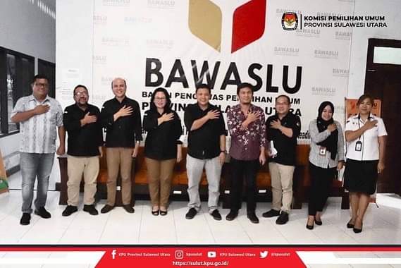Kunjungan KPU Sulut di Bawaslu Sulut, Rabu (19/1) dalam rangka bangun sinergitas sesama penyelenggara.