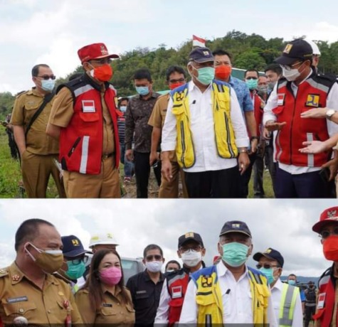 KUNJUNGI PROYEK NASIONAL: Menteri PUPR Basuki Hadimuljono saat mengunjungi pekerjaan revitalisasi Danau Tondano di Kabupaten Minahasa beberapa waktu lalu.