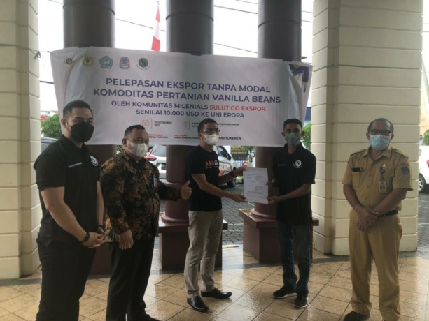 Kegiatan pelepasan ekspor vanili oleh Komunitas Milenials Sulut Go Ekspor (Istimewa)
