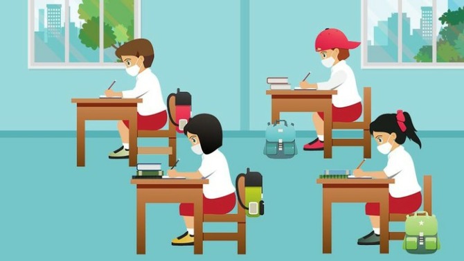 Ilustrasi prokes tetap dijaga saat belajar tatap muka di sekolah (Istimewa)