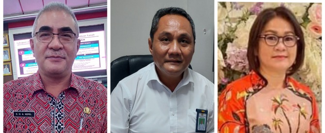 (dari kiri) Kadis Perkimtan Sulut Steve Kepel, Kepala BP2P Sulawesi I Recky Walter Lahope, Kepala Bapelitbang Manado Liny Tambajong.