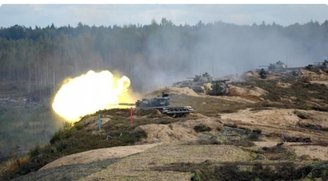 Latihan militer gabungan yang dilakukan tentara Rusia dan Belarusia, di perbatasan Rusia barat laut dengan Eropa. (Picture-Alliance)