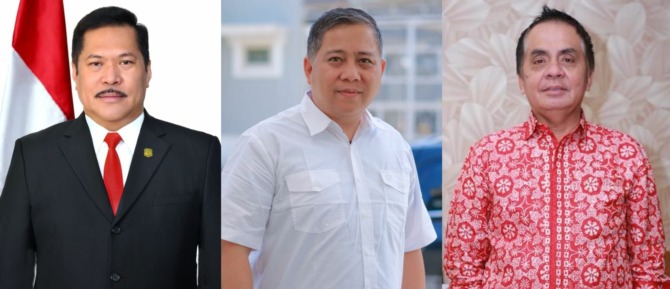 PANITIA PASKAH NASIONAL 2022: (dari kiri) Ketua Umum Dr Jan Maringka SH MH, Bendahara Umum dr Roland Roeroe, Sekretaris Umum Jemmy Mokolensang SH.