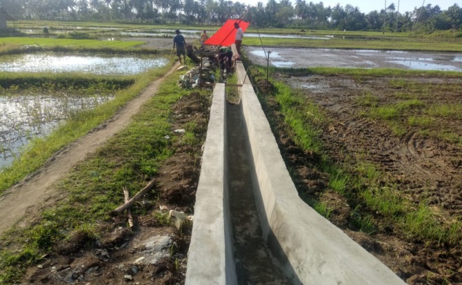 Progres pengerjaan program P3TGAI Desa Pimpi, Kecamatan Bintauna, Bolaang Mongondow Utara.