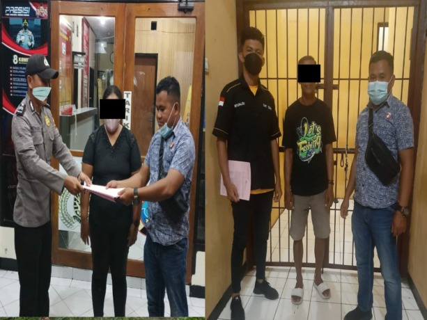 Mantan Kades Kakorotan dan bendahara saat diamankan di Polres Kepulauan Talaud (Dok.Polres)