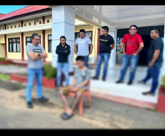 TAK BERKUTIK: Terduga pelaku penganiayaan diamankan Tim TEKAB35 Polres Tomohon. Dok istimewa 