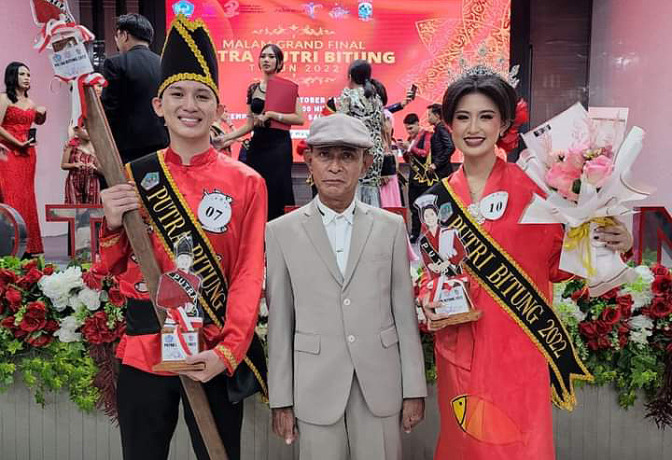 Presiden Lima Perisai Leonardo Axsel Galatang diapit Fredrik Tumbuan dan Santa Putri. (Istimewa)