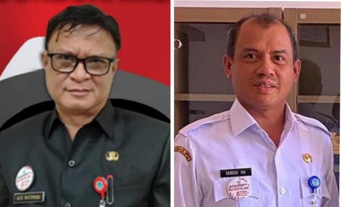 Alexander I. Wattimena Kepala Dinas PUPR Sulut (kiri), Marthen H. Kandou Kepala UPTD Wilayah I (kanan).