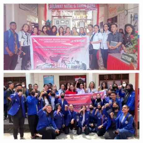 Tim dosen dan mahasiswa Jurusan Akuntansi Polimdo, usai PKM di SD N 12 Manado.