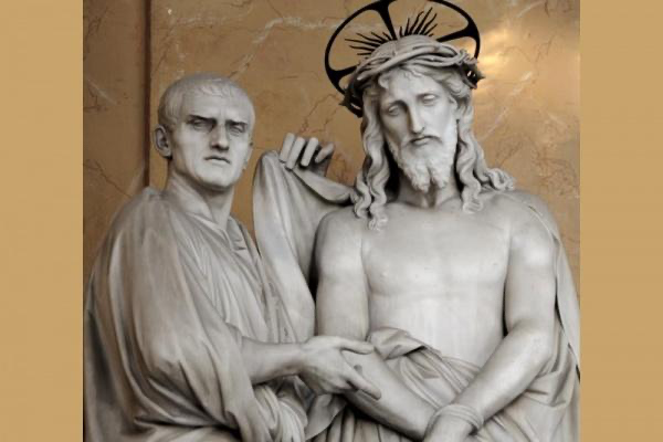 Gesu con Ponzio Pilato - Yesus dengan Pontius Pilatus. Scala Santa, Roma,Italia. Karya Ignazio Jacometti (1854).