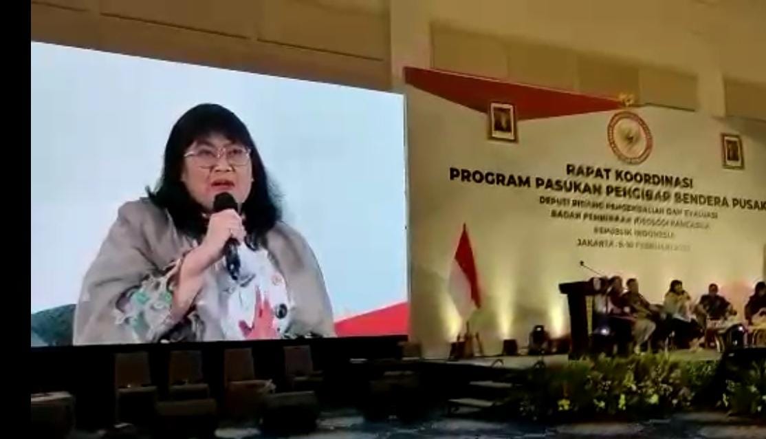 Deputi Bidang Pengendalian dan Evaluasi Badan Pembinaan Ideologi Pancasila (BPIP), Rima Agristina saat memberikan materi dalam sebuah kegiatan