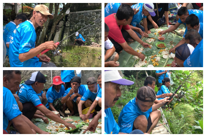 Kegiatan bersih Kali Ciparigi dan mancing bareng yang digelar Tim Rayendra Center dan Relawan Dokter Rayendradi di Kelurahan Kedunghalang, Kecamatan Bogor Utara, Sabtu (27/4/2024) pagi.