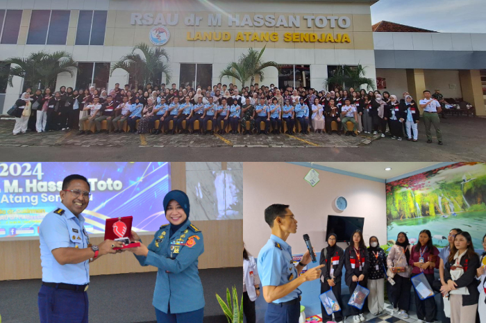 Suasana kunjungan Fakultas Kedokteran Militer Unhan dalam rangka kegiatan Clinical Visit Indonesia Disease Today, ke RSAU dr. M Hassan Toto, Minggu (28/4/2024).