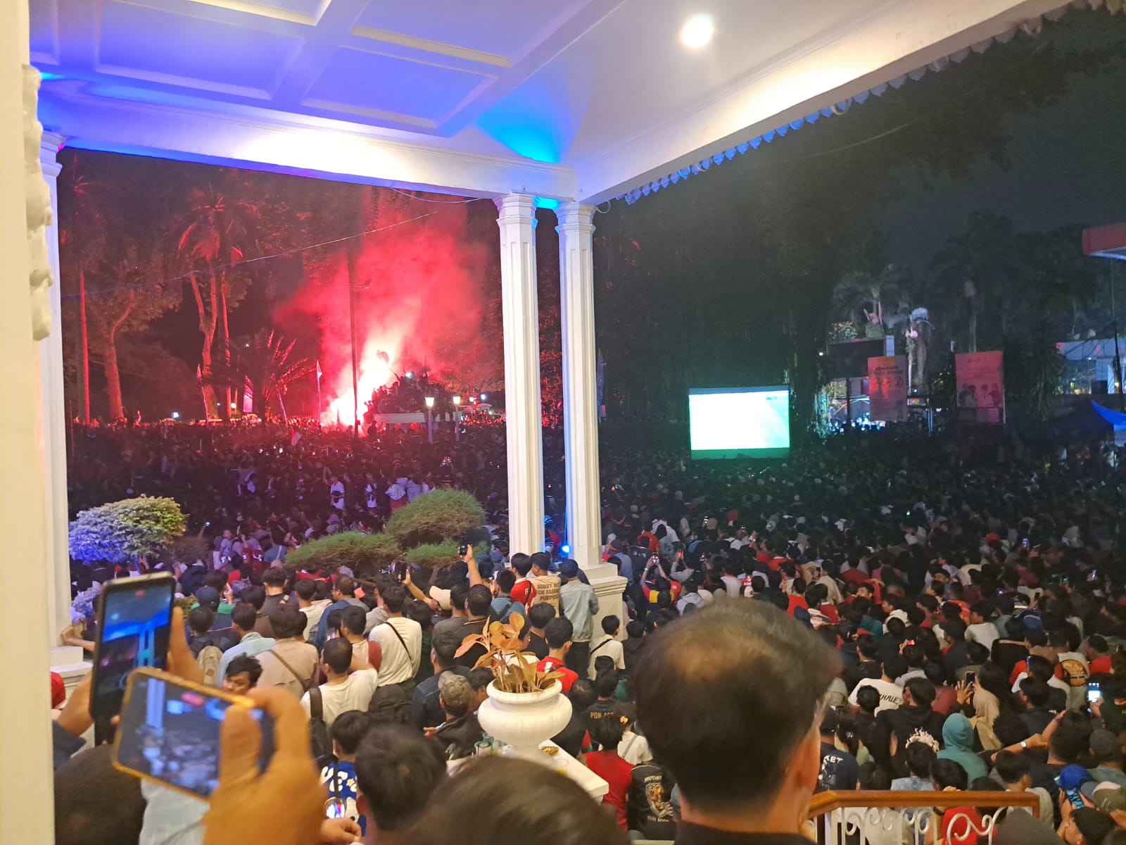 Suasana nobar Timnas Indonesia di Balai Kota Bogor.