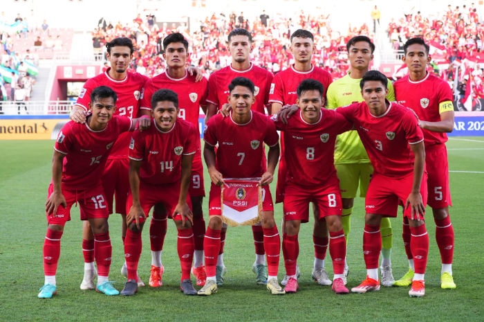 Skuad Timnas Indonesia U-23 saat menghadapi Uzbekistan U-23 di partai semifinal Piala Asia U-23 Senin (29/4/2024) malam.