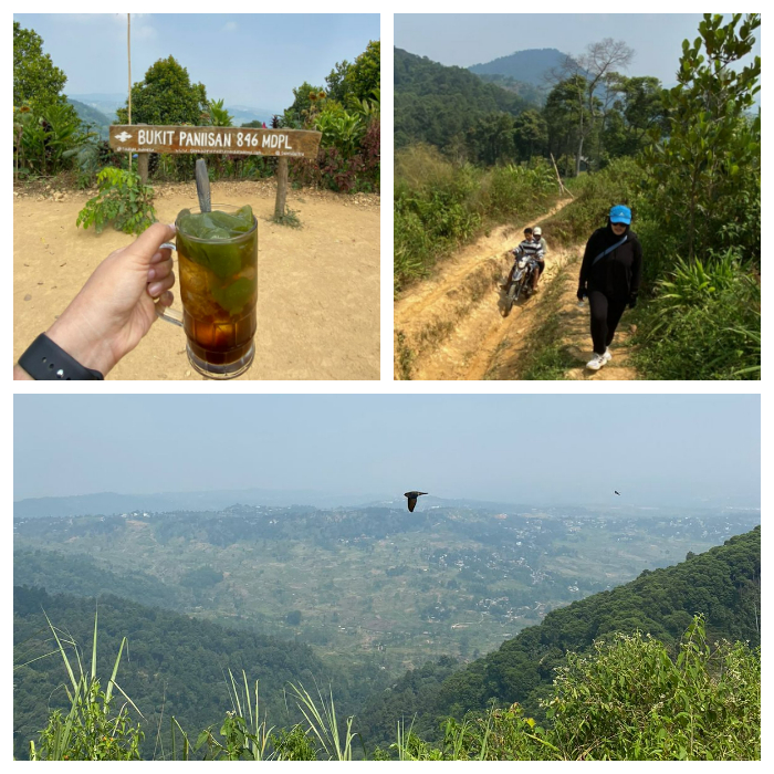 Pemandangan lokasi trekking cantik buat pemula di Bukit Paniisan, Sentul, Kabupaten Bogor.