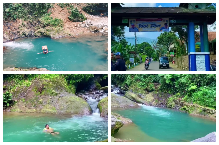 Telaga Biru Cawene yang terletak di Kampung Ciawitali, Desa Gunung Picung, Kecamatan Pamijahan, Kabupaten Bogor, Jawa Barat 16810.