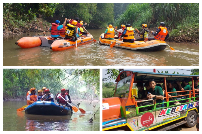 Kegitanan Susur Sungai Cikeas di Desa Wisata Bojong Kulur, Kecamatan Gunung Putri, Kabupaten Bogor.