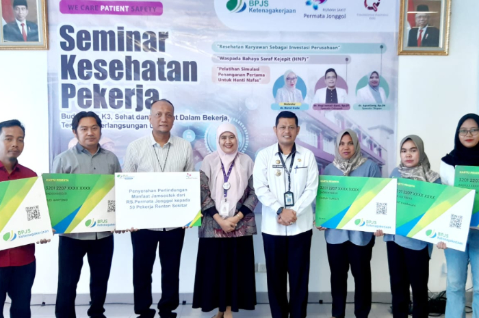 BPJS Ketenagakerjaan Bogor Cileungsi bekerja sama dengan Rumah Sakit Permata Jonggol menggelar seminar kesehatan pekerja, pada Rabu (15/5/2024).