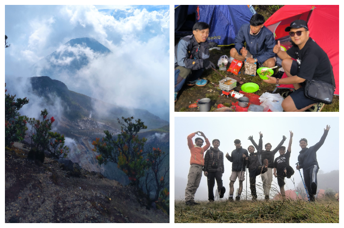 Trekking menuju puncak Gunung Gede Pangrango, Kabupaten Bogor.