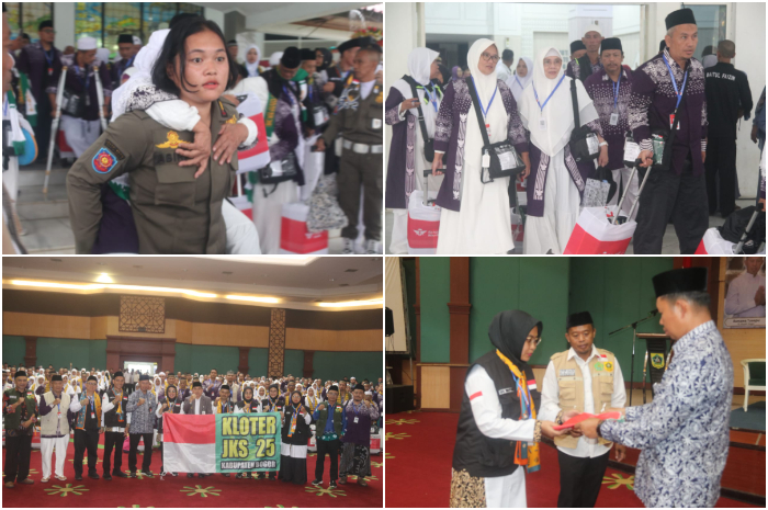 Pelepasan para jamaah haji asal Kabupaten Bogor ke Arab Saudi.