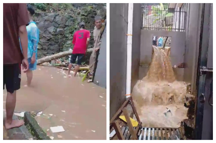 Sejumlah rumah warga RW 01 Desa Gadog, Kecamatan Megamendung, Kabupaten Bogor, terendam banjir akibat tumpukan sampah.