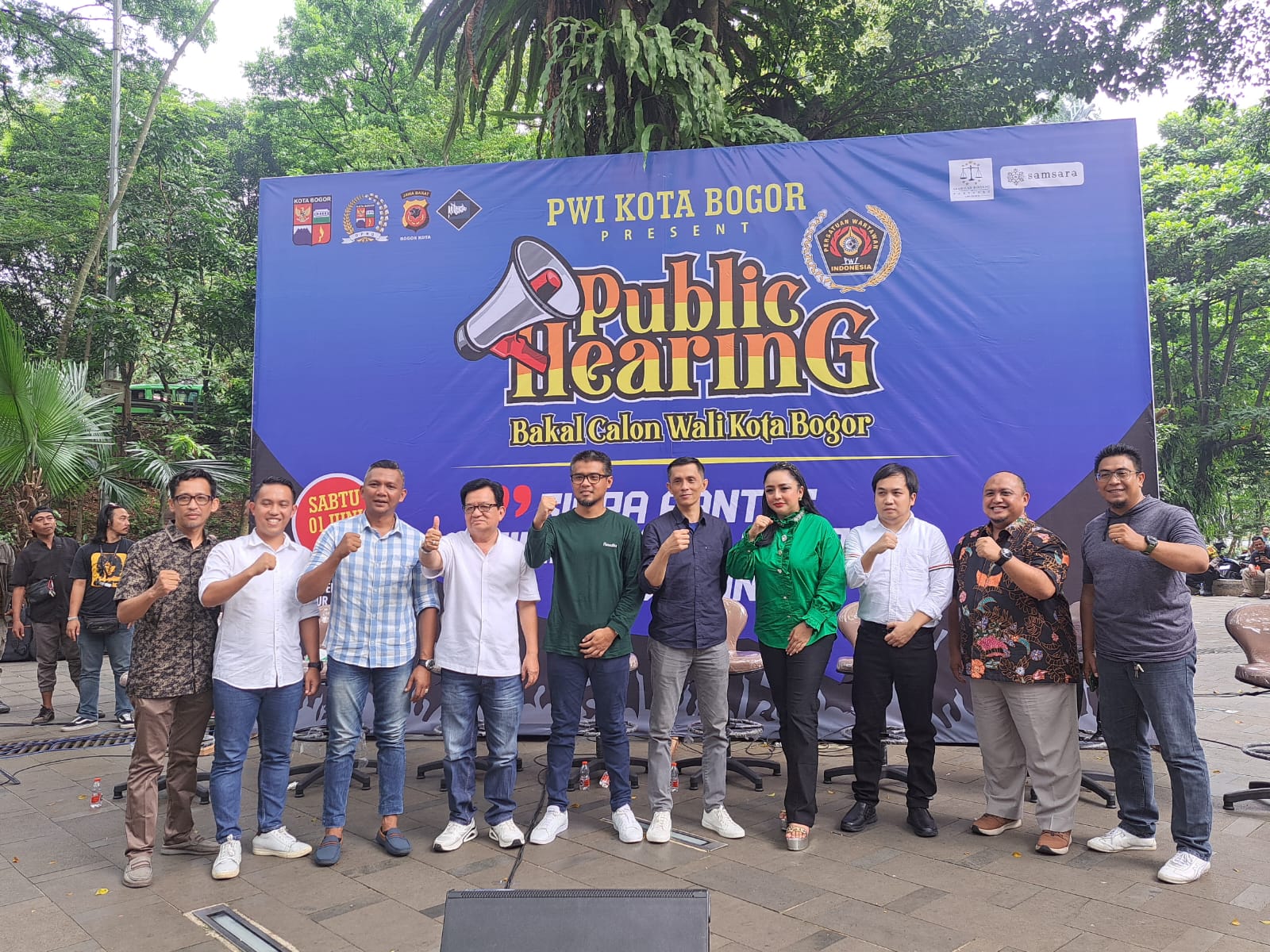 Public Hearing yang digelar PWI Kota Bogor di Taman Ekspresi Sabtu (1/6/2024). Sejumlah Bacawalkot hadir dalam kegiatan tersebut.