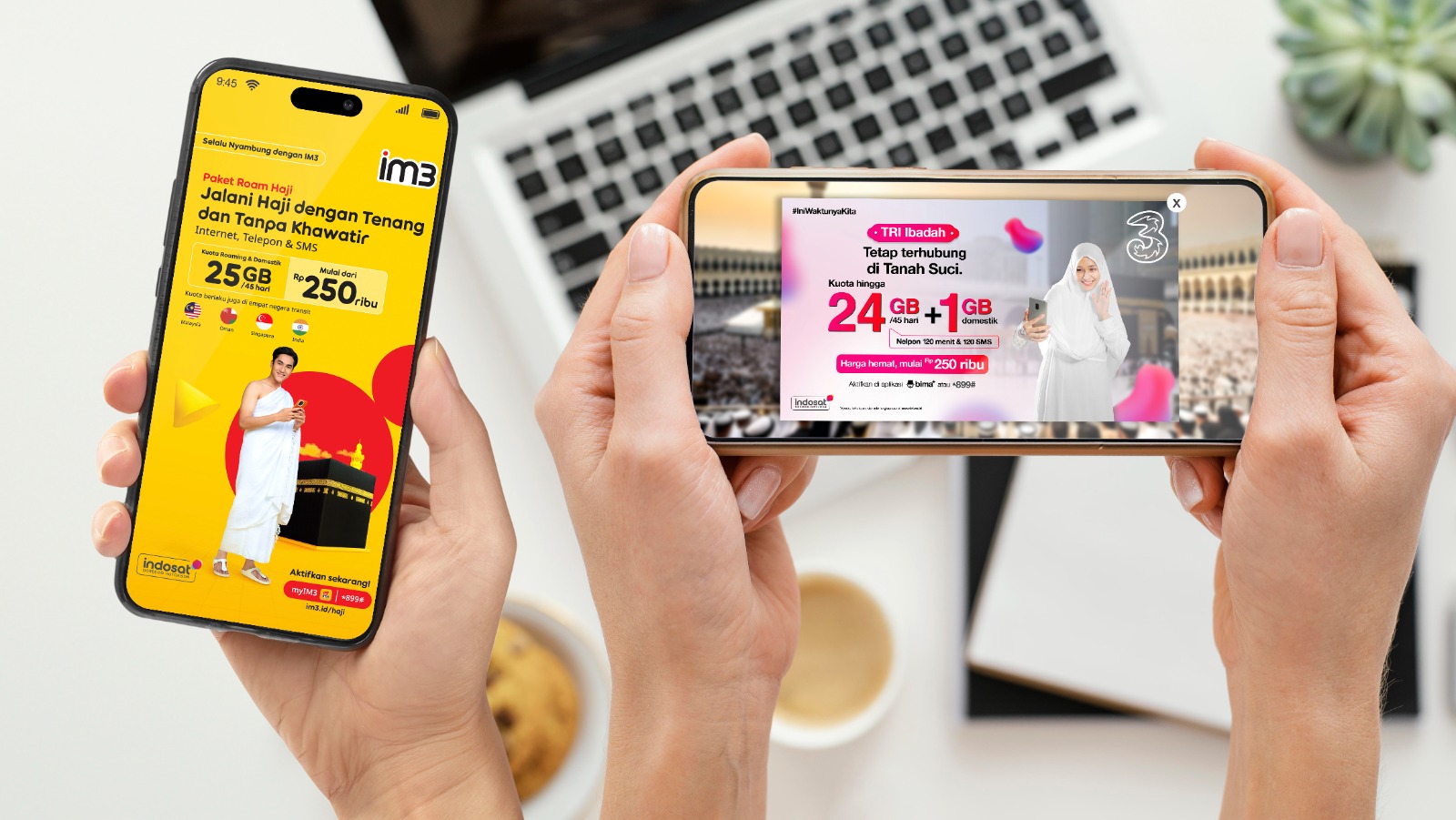 Indosat meluncurkan paket Roam Haji dari IM3 dan Tri IBADAH dari Tri untuk ibadah haji dan umrah.