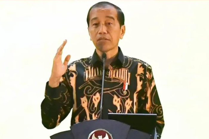 Presiden Jokowi saat pidato pada pembukaan Rakernas Apeksi, Selasa (4/6).