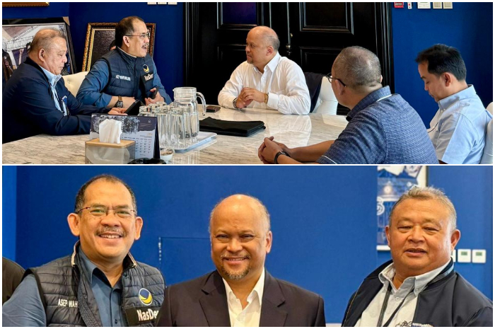 Wakil Ketua DPW Partai NasDem Jawa Barat, Asep Wahyuwijaya (berompi hitam) bersama&nbsp;Ilham Akbar Habibie (tengah).