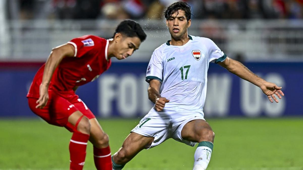 Aksi Marselino Ferdinan saat Indonesia melawan Irak di Piala Asia U-23 2024. (Ilustrasi-Getty Images)