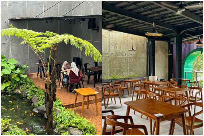 HODL Tree Coffee & Chill, cafe di Jalan Alternatif GOR Pemda, Nanggewer Mekar, Cibinong, Kabupaten Bogor yang punya sungai dan kabut atau embun buatan.